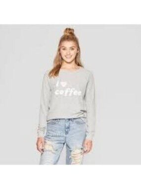GRAYSON THREADS Gray Pink 'I Love Coffee' Pullover Sweatshirt Sz XXL
